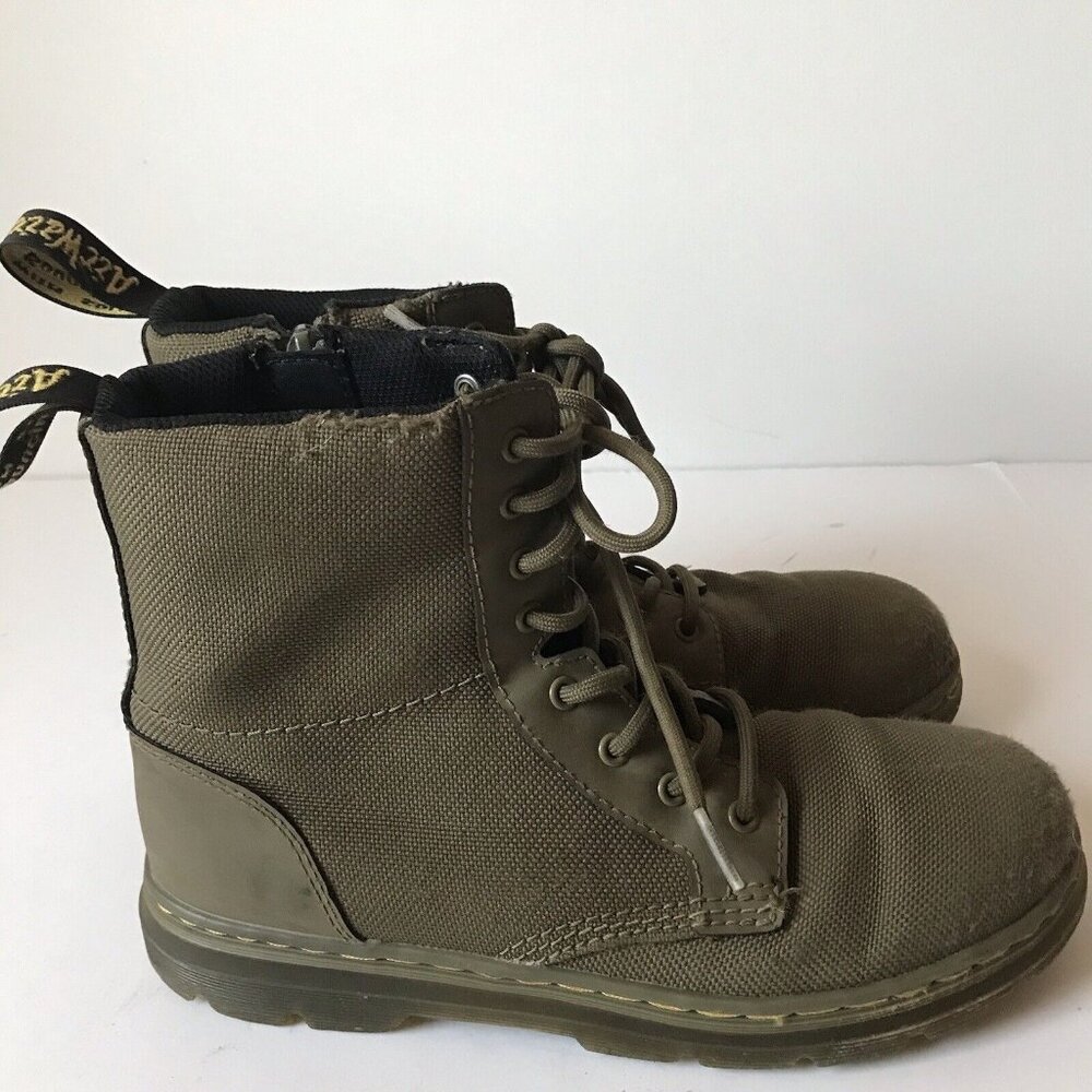 Dr Martens Combs combat army canvas tech boots olive green lace up zip Kid 4M/5‎ - Picture 3 of 7